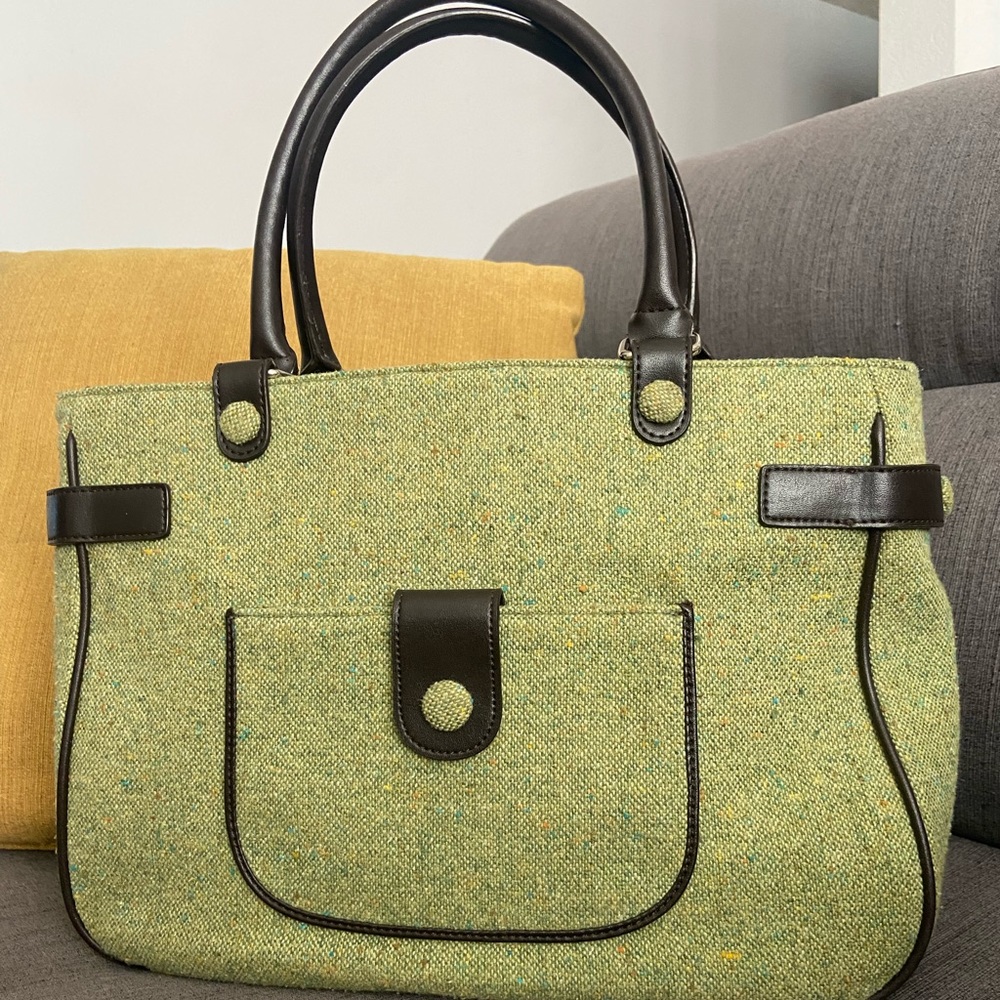 LOFT Green and Brown Shoulder Bag